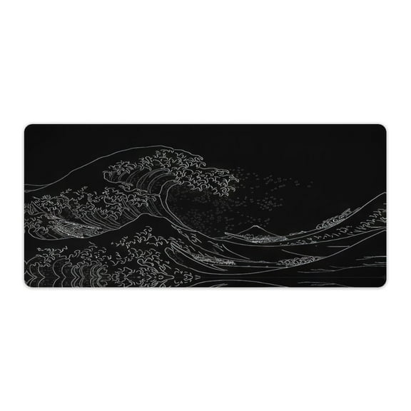 Japanese Sea Wave Mouse Pad Gaming Mousepad Large Mouse Pad for Keyboard and Mouse with Anti-Slip Rubber Base, Keyboard Pad Big Mouse Mat for Home and Office  35.4 x 15.7in