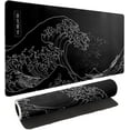 thumbnail image 1 of Japanese Sea Wave Mouse Pad XXL Extended Anime Black Gaming Mousepad Large Size Full Desktop Desk Pads Contour Lines Computer Mouse Mat Non-Slip Rubber Base(Size:31.5x11.8in), 1 of 6