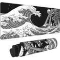 thumbnail image 1 of Japanese Sea Waves Dragon Gaming Mouse Pad, Extended Large Mouse Mat Desk Pad 35.4 x 15.7 Inch, Abstract Black Texture Non-Slip Rubber Base Desk Mat Stitched Edges PC Keyboard for Office Home Game, 1 of 6