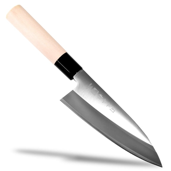 Japanese Seki SANBONSUGI Deba Sushi Chef Knife, 5.9" 420J2 Stainless Steel Blade, Wood Handle