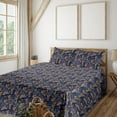 thumbnail image 1 of Ambesonne Japanese Fitted & Flat Sheet with Shams 4 Pcs Set, Asian Koi Fish Pattern, King, Indigo and Pistachio Green, 1 of 1