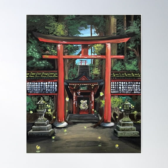 Japanese Shinto Shrine Art Print Poster Wall Art, Modern Wall Decor For Living Room Bedroom, 24x36 UNFRAMED