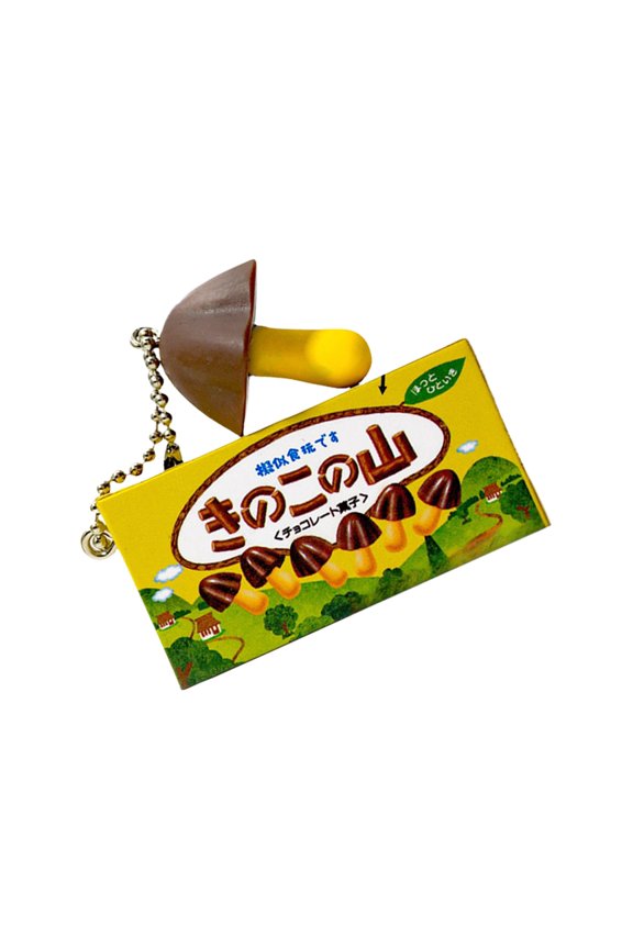 Japanese Snack Inspired Mushroom Chocolate Keychain Realistic Food Design Miniature Box Included Cute Portable Bag Decors