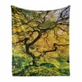 thumbnail image 1 of Japanese Soft Flannel Fleece Blanket, Shadows of Large Maple Along with River with Sun Rays Fall Season Nature Theme, Cozy Plush for Indoor and Outdoor Use, 50" x 60", Green Yellow, by Ambesonne, 1 of 6
