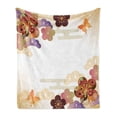thumbnail image 1 of Japanese Soft Flannel Fleece Throw Blanket, Colourful Bunch of Flowers Motif Oriental Early Spring Flora, Cozy Plush for Indoor and Outdoor Use, 60" x 80", Multicolor, by Ambesonne, 1 of 5