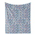 thumbnail image 1 of Japanese Soft Flannel Fleece Throw Blanket, Geometric Chevron Repeating Pattern in Watercolor Style Abstract Artwork, Cozy Plush for Indoor and Outdoor Use, 50" x 70", Pale Blue Orange, by Ambesonne, 1 of 5