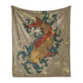 thumbnail image 1 of Japanese Soft Flannel Fleece Throw Blanket, Grunge Style Oriental Water Koi Carp Fish Aquatic Theme Distressed Pattern, Cozy Plush for Indoor and Outdoor Use, 70" x 90", Multicolor, by Ambesonne, 1 of 5