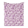 thumbnail image 1 of Japanese Soft Flannel Fleece Throw Blanket, Horizontal Branches with Cherry Blossoms Flourishing Sakura Tree Pattern, Cozy Plush for Indoor and Outdoor Use, 60" x 80", Lilac White Green, by Ambesonne, 1 of 5