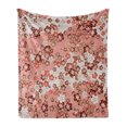 thumbnail image 1 of Japanese Soft Flannel Fleece Throw Blanket, Sakura Cherry Blossom Flowers Eastern Spring Flourishing Season, Cozy Plush for Indoor and Outdoor Use, 70" x 90", Coral Burgundy and White, by Ambesonne, 1 of 6