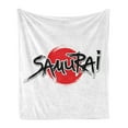 thumbnail image 1 of Japanese Soft Flannel Fleece Throw Blanket, Samurai Lettering over Sun Emperor Man Power Superior Force Theme, Cozy Plush for Indoor and Outdoor Use, 50" x 70", Red Black, by Ambesonne, 1 of 5