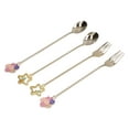 Japanese Soup Spoon 304 Stainless Steel Sakura Shaped Fruit Fork for