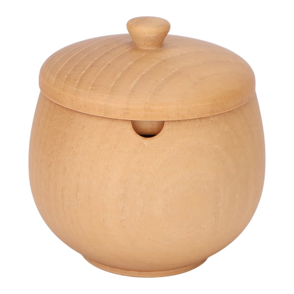 Japanese Sour Jujube Wood Condiment Spice Jar with Dustproof Lid Natural Log Style Eco Friendly Salt Sugar Pepper Container 3.5 inches / 9.0 cm Height