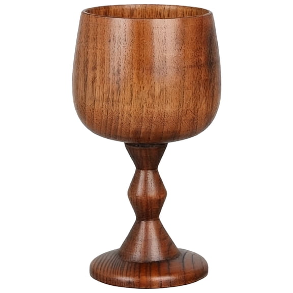 Japanese Sour Jujube Wood Goblet, Solid Wood Chalice Wine Cup, Stable Base, Elegant Wooden Wine Glass for Water, Tea, Coffee, and Kitchen Dining, 2.5 x 5.1 in / 6.3 x 13 cm
