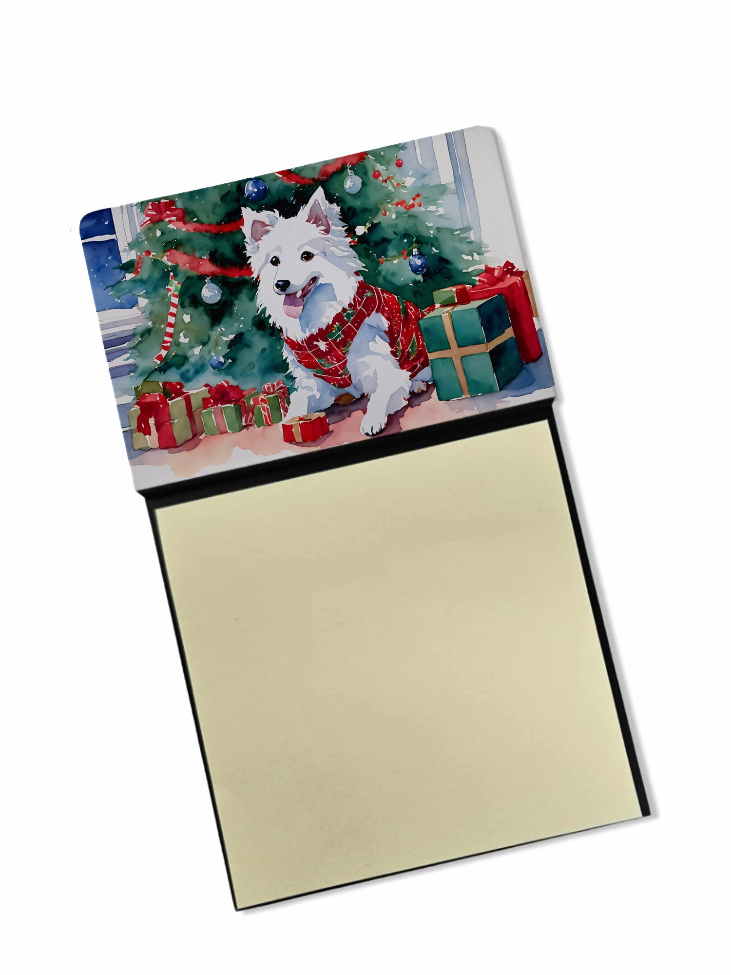 Japanese Spitz Cozy Christmas Sticky Note Holder 3.25 in x 5.25 in