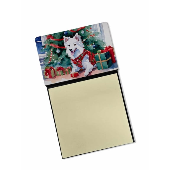 Japanese Spitz Cozy Christmas Sticky Note Holder 3.25 in x 5.25 in