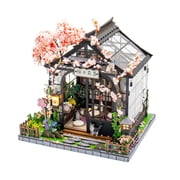 Japanese Spring Sakura Greenhouse DIY Miniature Kit, 478 Piece Wooden Craft with 4 Star Difficulty, Handmade Decor Gift for Teens & Adults 14+