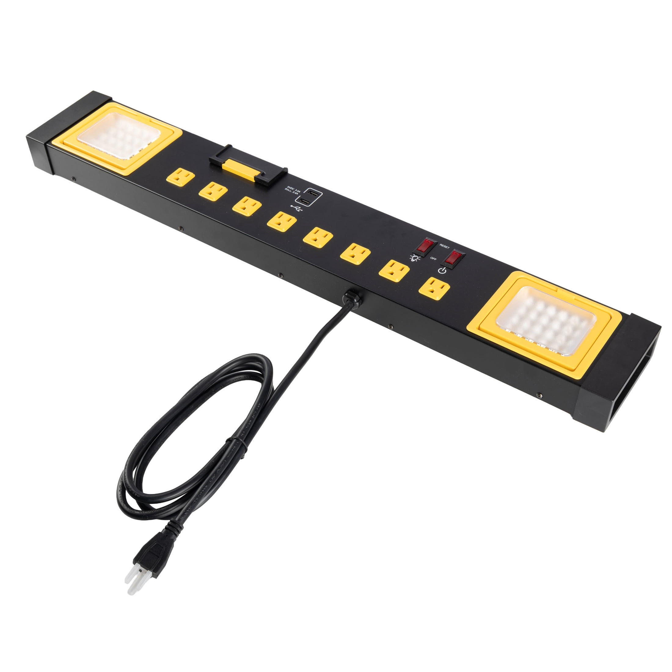 Kings County Tools UL Listed Metal Power Surge Protector with USB Ports, 8 Outlets, and LED Lights
