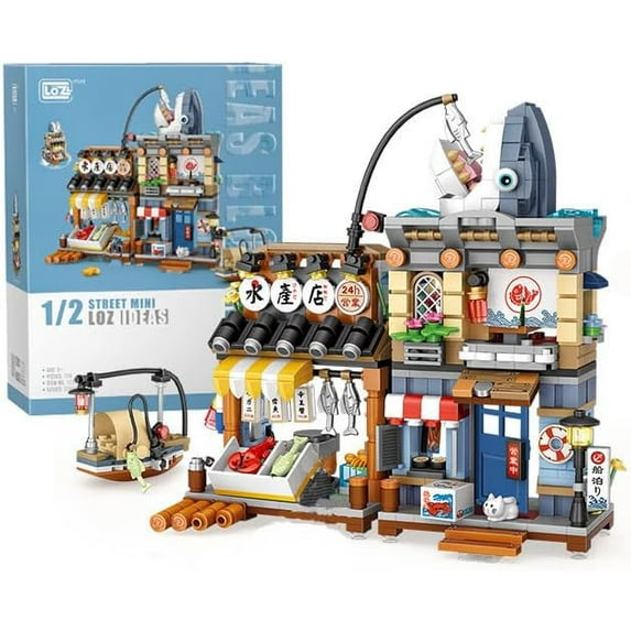 Japanese Street Scene Aquatic Products Store, Japanese building block model set - Mini building block set toys, (790 pieces)