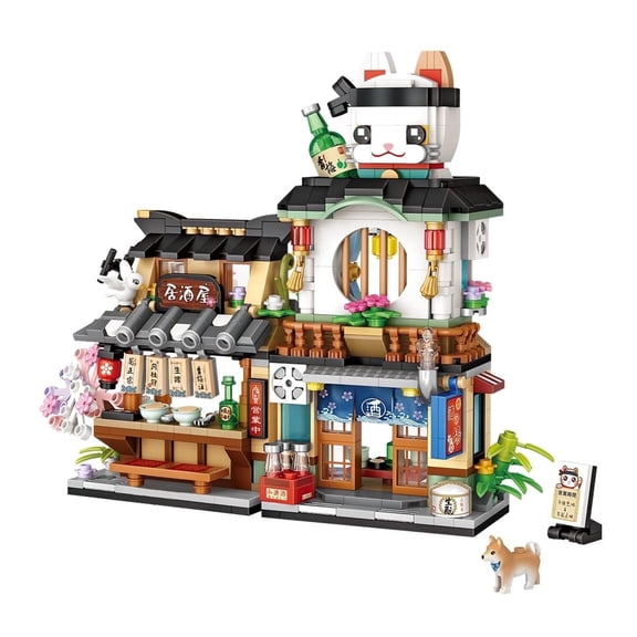 Japanese Street View Izakaya Shop, Mini Building Blocks, 789PCS Mini Bricks Model Set Christmas Toys for Adults