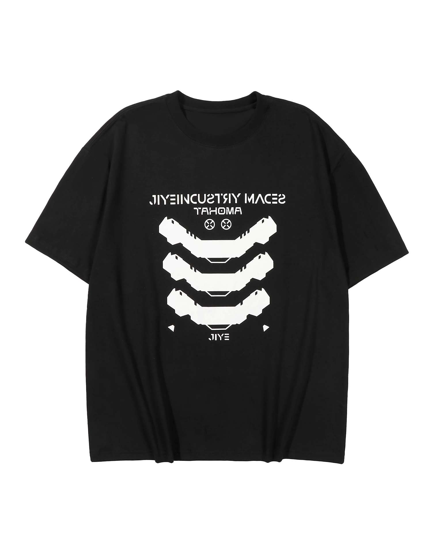 Japanese Streetwear Cyberpunk Elbow Sleeve Graphic Tees Men