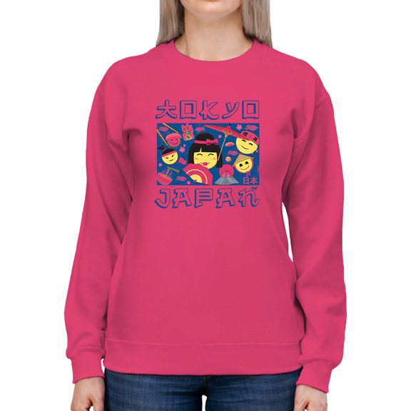 Japanese Streetwear Emoji - Geisha, Sushi, Ramen, Fuji Women's Sweatshirt