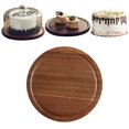 thumbnail image 1 of Japanese Style Acacia Wood Serving Tray, Round Wooden Cake Platter 26 cm, Flat Baking & Dessert Board, 1 of 7