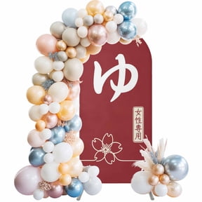 Japanese Style Arch Backdrop Cover 4 FT Harmony Cherry Blossoms Red Texture Simple Stretchy Elastic Arch Stand Covers Spandex Arched Background Birthday Wedding Party Decoration (No Stand)