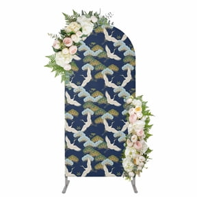 Japanese Style Arch Backdrop Cover 4FT, Country Vintage Swan Trees Navy Blue Spandex Fitted Stretchy Arch Stand Covers, Round Top Chiara Backdrop Cover for Wedding Party Birthday Baby Shower