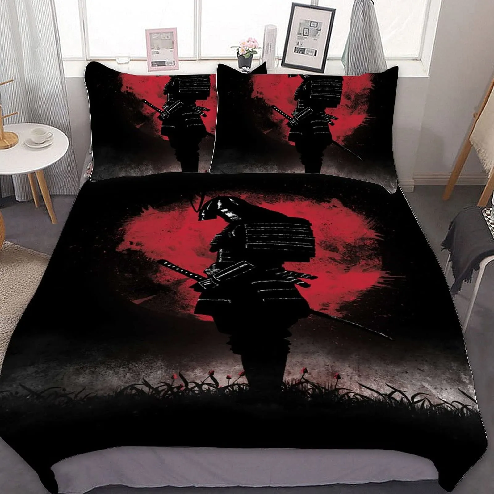 Japanese Style Armor Samurai Duvet Cover Set Ronin Moon Bedding Sets