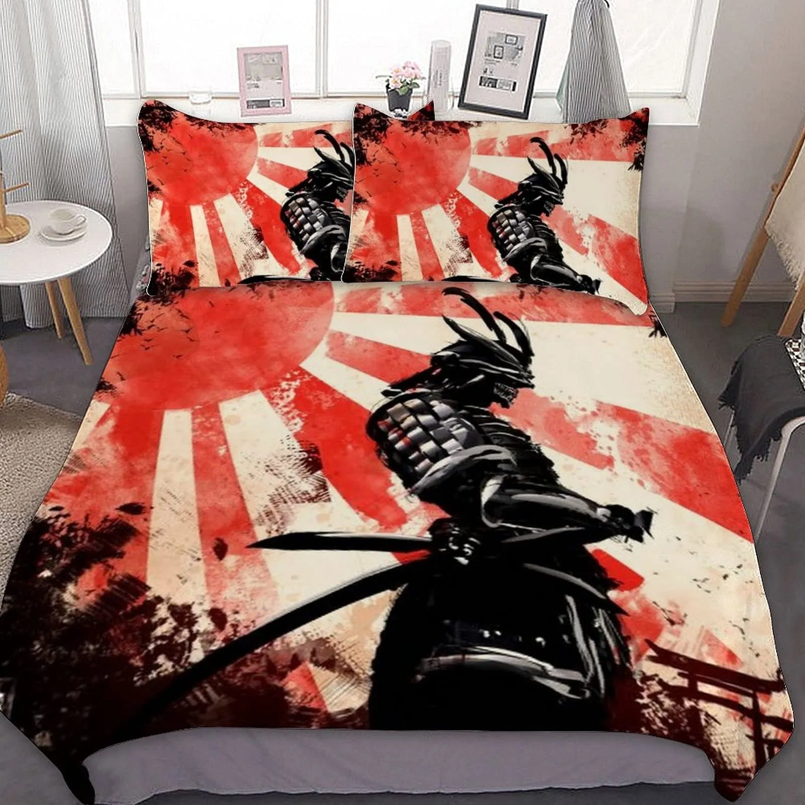 Japanese Style Armor Samurai Duvet Cover Set Ronin Moon Bedding Sets