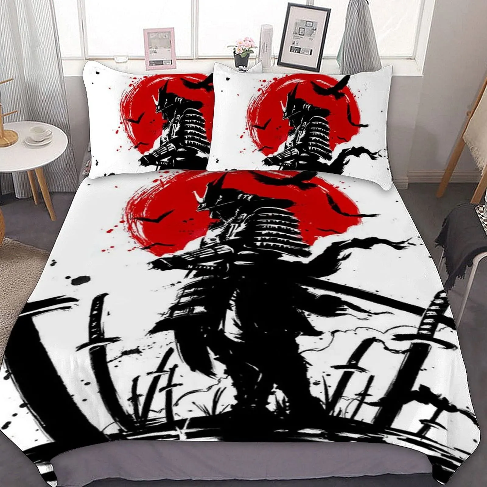 Japanese Style Armor Samurai Duvet Cover Set Ronin Moon Bedding Sets