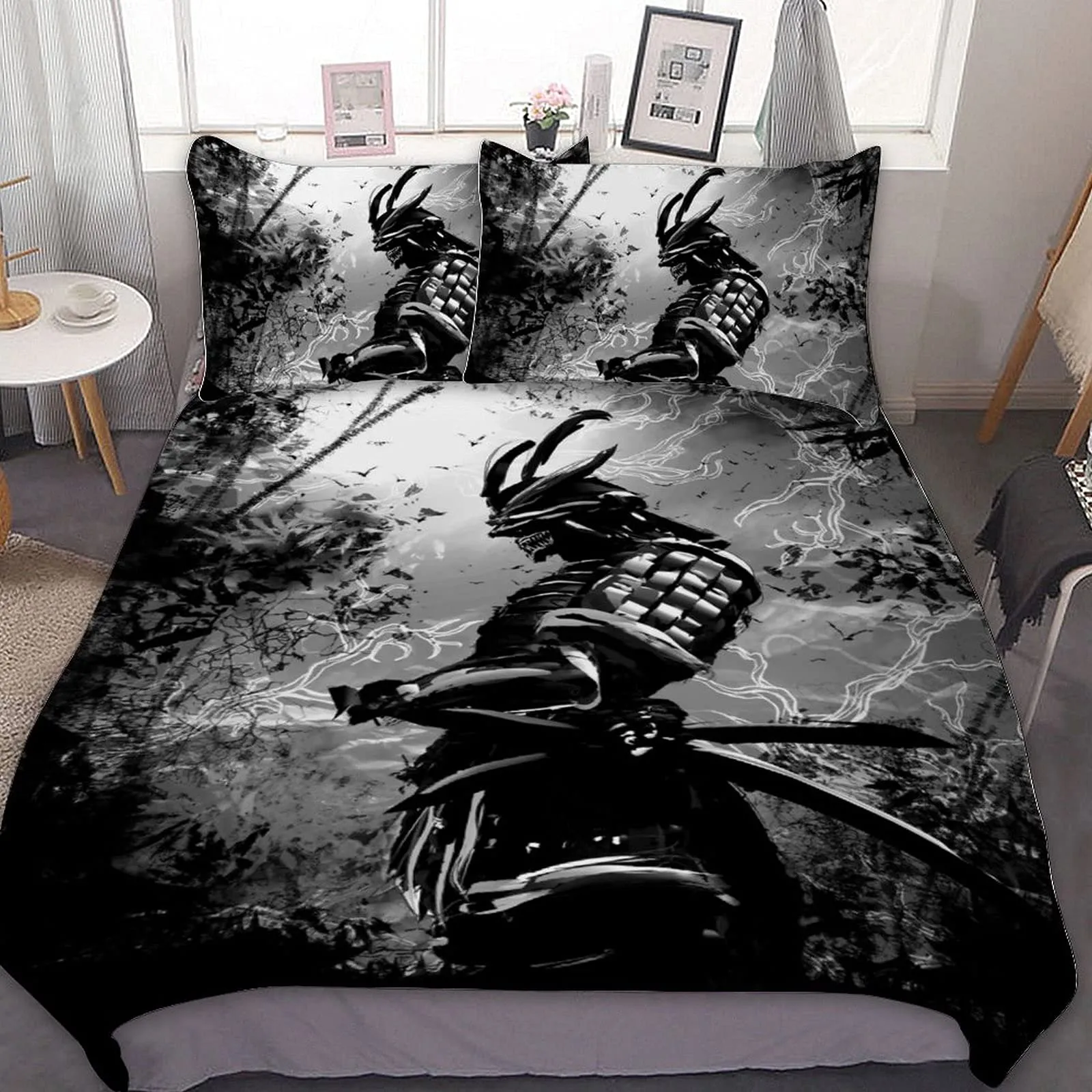 Japanese Style Armor Samurai Duvet Cover Set Ronin Moon Bedding Sets