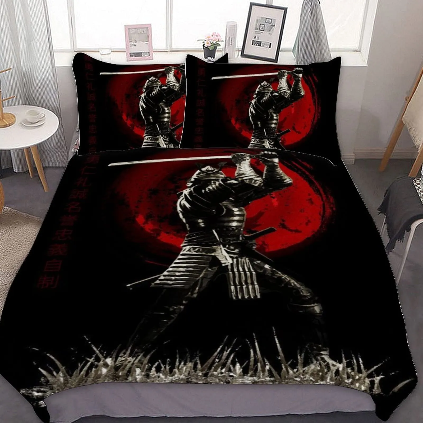 Japanese Style Armor Samurai Duvet Cover Set Ronin Moon Bedding Sets