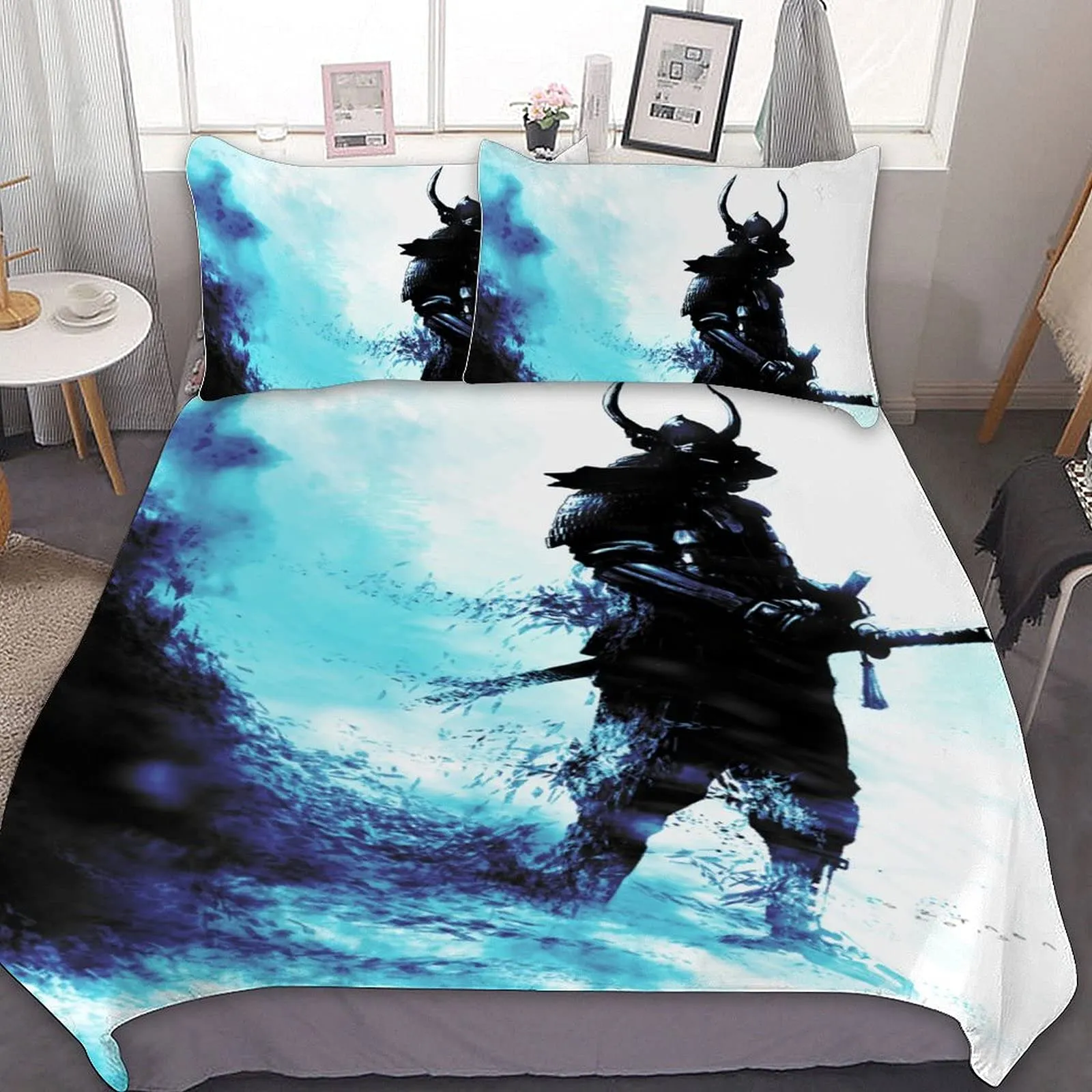Japanese Style Armor Samurai Duvet Cover Set Ronin Moon Bedding Sets