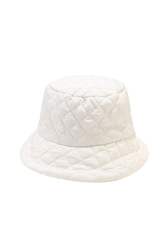 Japanese Style Autumn Winter Fisherman Bucket Hat for Women Pure Down Insulated Warm Plaid Lightweight Soft Fashion Headwear