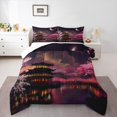 thumbnail image 1 of Japanese Style Bedding Set Twin Size Moon Cherry Blossom Comforter Set Romantic Night Sky Scenery Quilt Set for Kids Teens Girls Women Room Decor Exotic Pink Duvet Insert, 1 of 7
