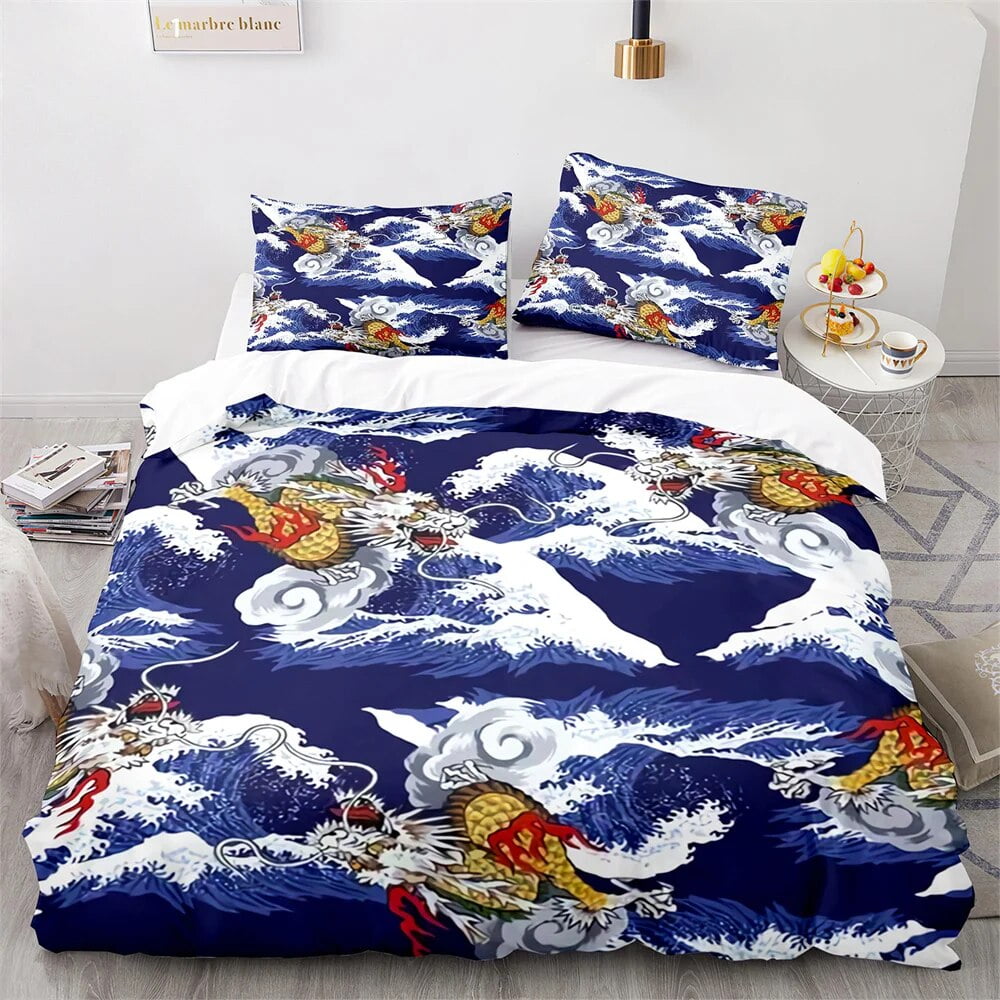 JapaneseStyle Bedding Set Ukiyoe Theme Comforter Cover Pink Cherry