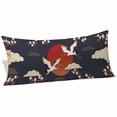 thumbnail image 1 of Japanese Style Body Pillow Covers 20"x54", Modern Cranes Cherry Flower Wave Red Blue Soft Brushed Microfiber Breathable Throw Pillow Covers, Decorative Pillowcase with Zipper for Couch Sofa Bedroom, 1 of 9