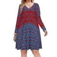 thumbnail image 1 of Japanese Style Boho Pattern Long Sleeve Sexy Dresses For Women Ladies Vintage Elegant Party Dress Oversized V-neck Dress, 1 of 7