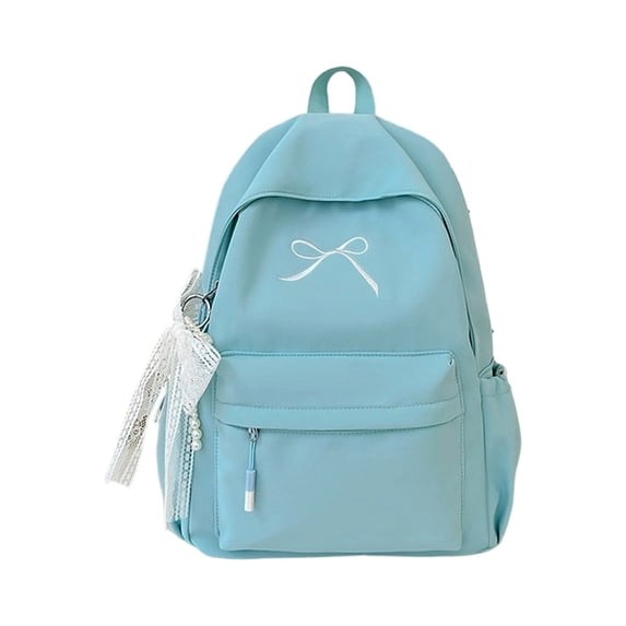 Japanese Style Bow Backpack Large Capacity Casual Daypack Travel Bag Stylish Shoulder Bag for Adults Women Blue