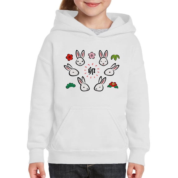 Japanese Style Bunnies Hoodie Juniors -Image by Shutterstock, Large