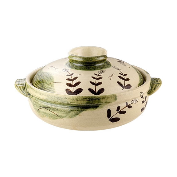 Japanese Style Ceramic Casserole Stew Pot, Thickened Household Soup Pot, High Temperature Resistant Earthen Cookware for Home Kitchen 3.2L