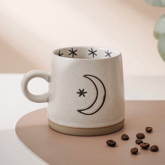 Japanese Style Ceramic Mugs 400ml Retro Rough Pottery Coffee Cup Set for Couples, Handcrafted Breakfast Drinkware for Tea Milk or Hot Chocolate, Durable Artisan Mugs for Daily Use