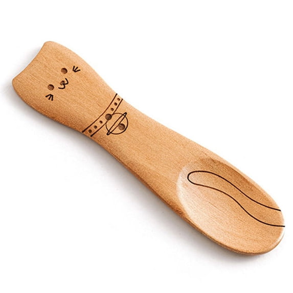 Japanese Style Children's Cute Wooden Ice Cream Desserts Spoon Short-Handled Tea Coffee Spoons