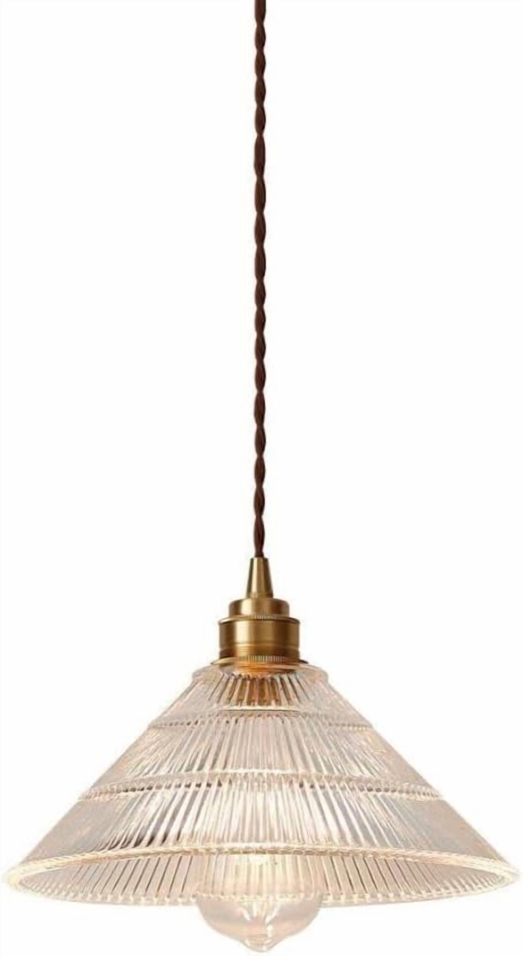 Japanese Style Clear Glass Pendant Light for Kitchen Sink, Modern Farmhouse Pendant Lamp, Retro Rustic American Pendant Lighting, Simple Pendant Light Fixture for Over Table Dining Room