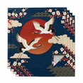 thumbnail image 1 of Japanese Style Cloth Napkins, Modern Cranes Cherry Flower Wave Navy Blue Washable and Reusable Dinner Napkins Set of 4, Table Napkin for Kitchen Party Birthday Wedding Hotel Housewarming 20"x20", 1 of 9