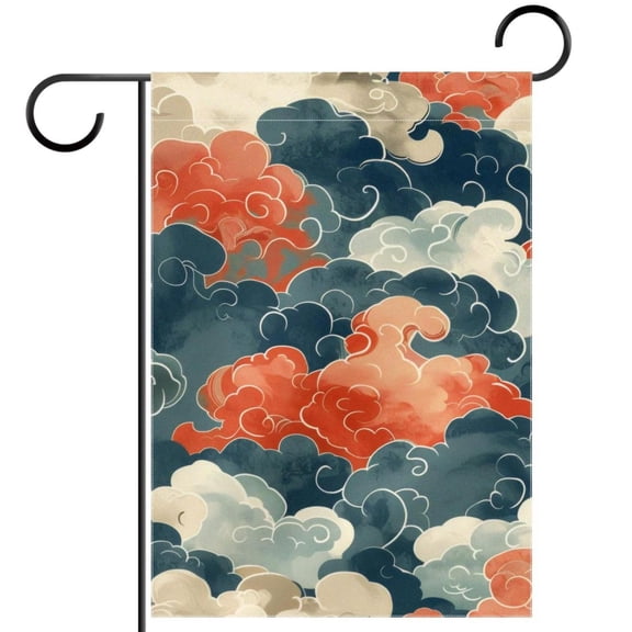 Japanese Style Clouds Pattern Double Sided Garden Flag Decorative Weather Resistant Yard Flag, Large DIY Vertical Flag for Farmhouse Patio Lawn, 28x40 Inch