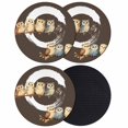 thumbnail image 1 of Japanese Style Coasters Set of 4, Absorbent Coasters for Drinks, Dark Brown Rustic Owl Birds Tree Branches Coaster for Desk Coffee Table Protection, Home Decor House Warming Gifts 4", 1 of 8