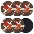 thumbnail image 1 of Japanese Style Coasters Set of 6, Absorbent Coasters for Drinks, Modern Cranes Cherry Flower Wave Brown Coaster for Desk Coffee Table Protection, Home Decor House Warming Gifts 4", 1 of 8