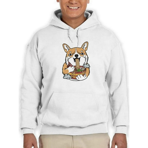 Japanese Style Corgi W Ramen Hoodie Men - Men Hoodie, White, 4XL
